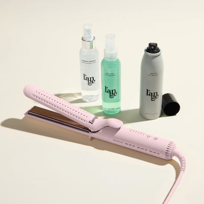 Curl Power Value Set, featuring a Blush Le Duo Classic Grande, Thermal Magique, Salt & Sea,  and Deja Vu, displayed on a beige background