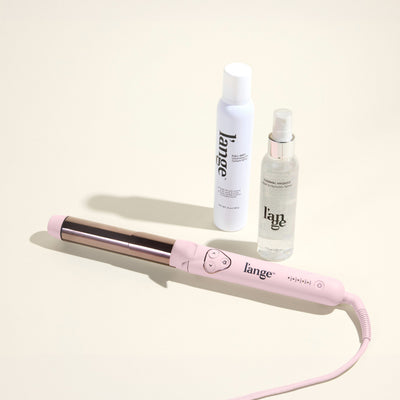 Tousled & Go Value Set. Image includes, L'ange Le Pirouette 32mm in Blush with Thermal Magique and Full Grit Texture Spray