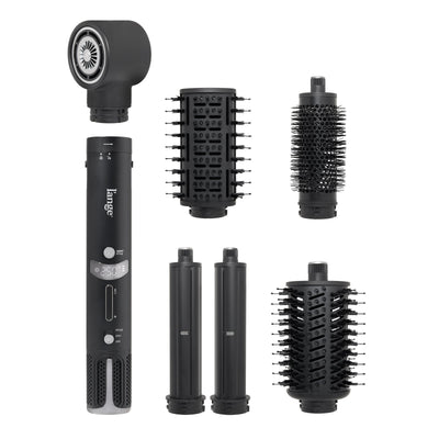 Black TurboStyle base and five attachments on white background