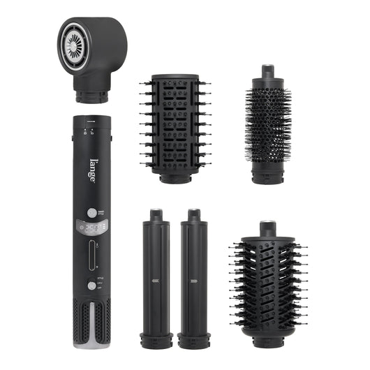 Black TurboStyle base and five attachments on white background